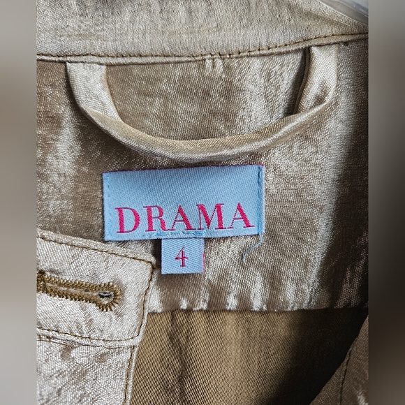 Drama Gold Metallic Size 4 Button Up Blazer Jacket - Picture 2 of 9